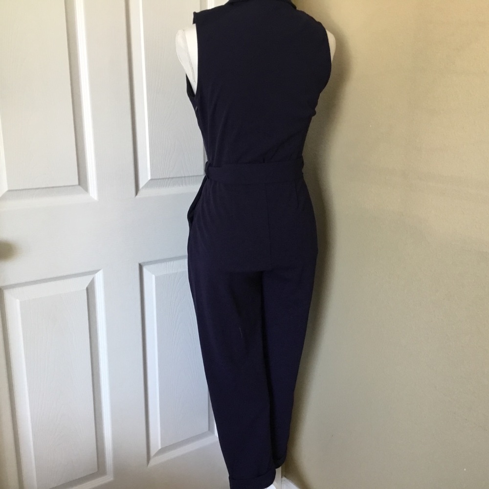Navy collared Jumpsuit - Picture 8 of 8